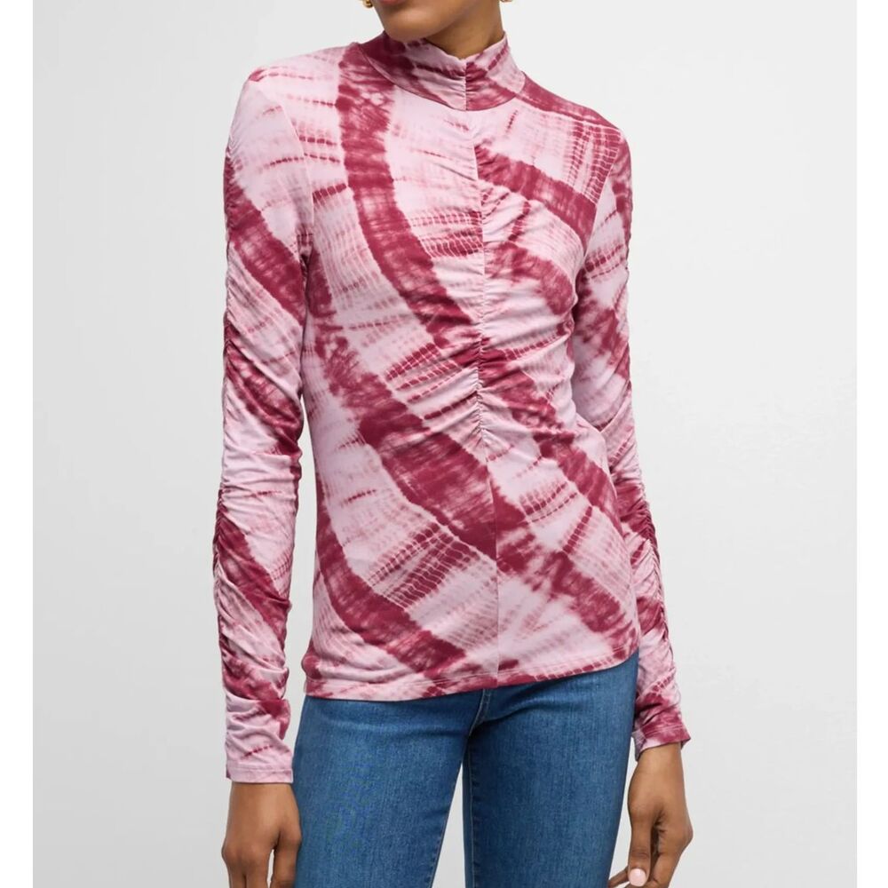 Veronica Beard Mally Ruched Knit Tie-Dye Turtleneck Top Size M Orig. $248